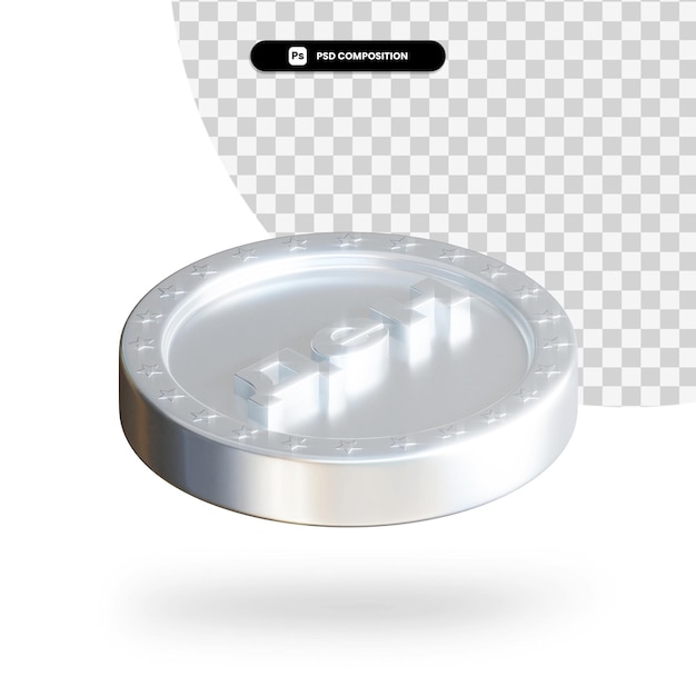 Silver exchange coin 3d rendering isolated