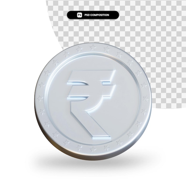 Silver exchange coin 3d rendering isolated