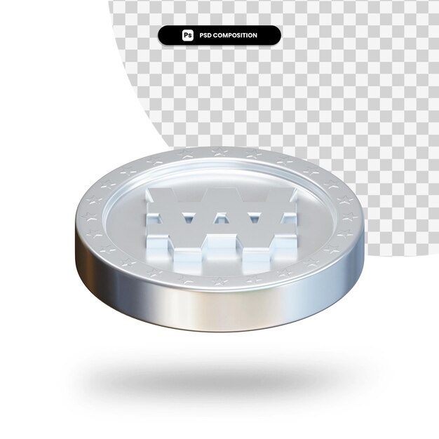 Silver exchange coin 3d rendering isolated