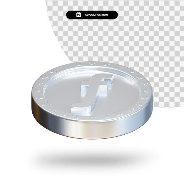 Silver exchange coin 3d rendering isolated