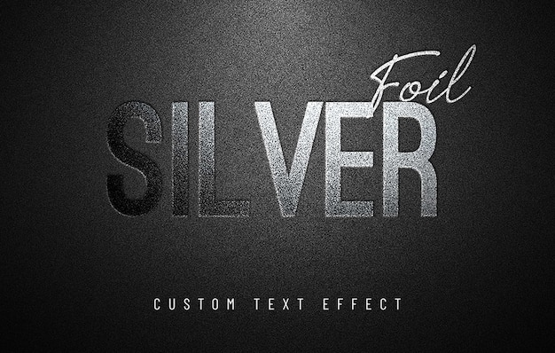 Silver foil custom text effect