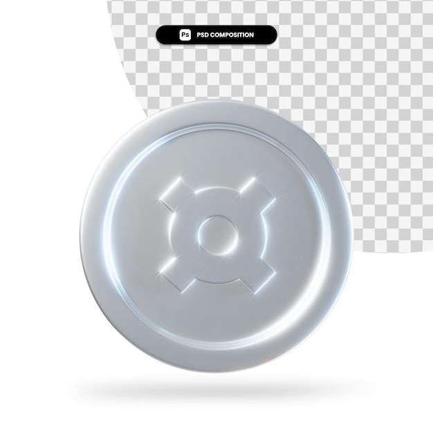 Silver generic currency coin 3d rendering isolated