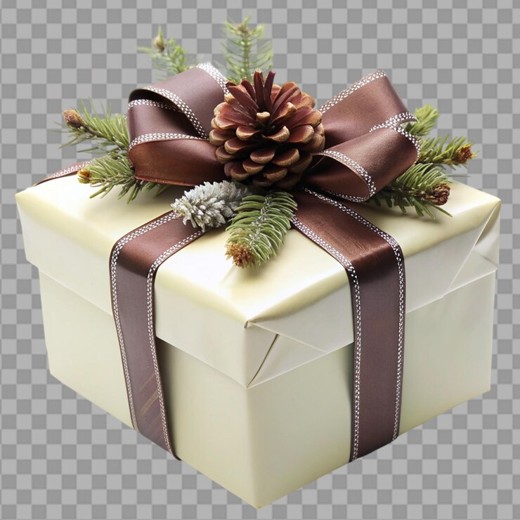 PSD a silver gift box isolated on transparent background
