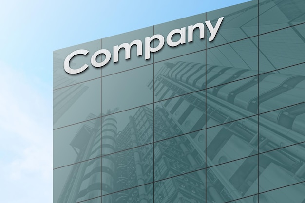 PSD silver glass building logo mock up