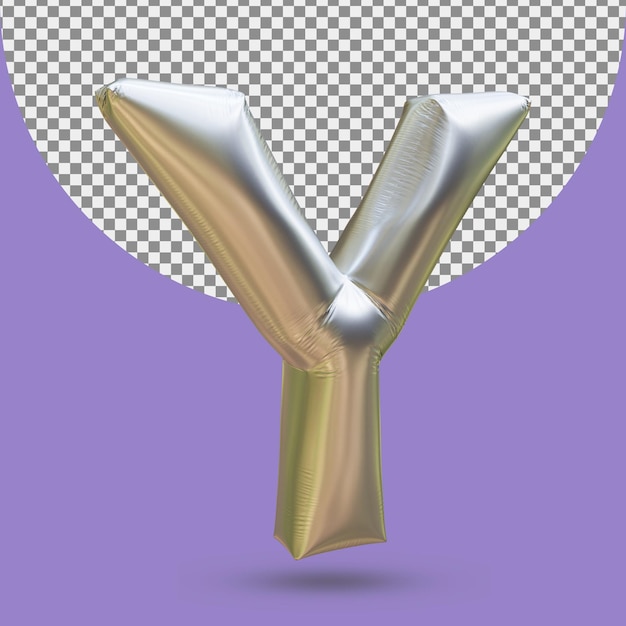 Воздушный шар из серебряной золотой фольги реалистичной буквы y