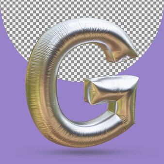 Palloncino in lamina d'oro argento di lettera g realistica 3d isolato