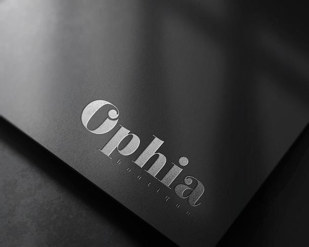 Silver and gold logo mockup on black paper