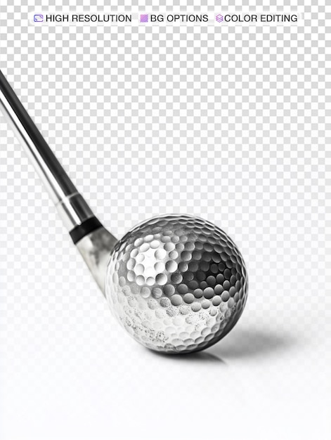 silver golf club and ball isolated on white background