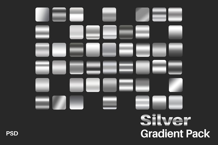 PSD silver gradient pack for design and ui elements