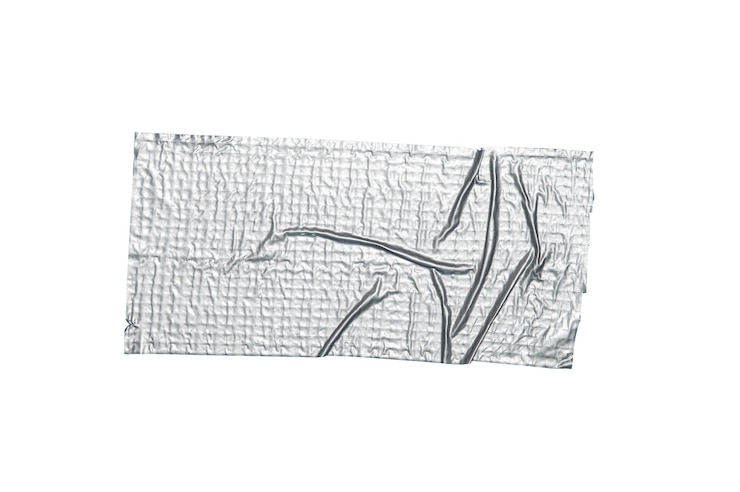 PSD silver gray scotch repair duct tape piece isolated on white background grey metallic tape