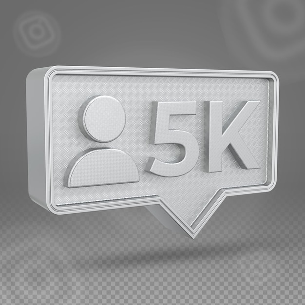 PSD silver instagram 5k followers 3d icon