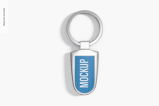 Silver keychain mockup, top view