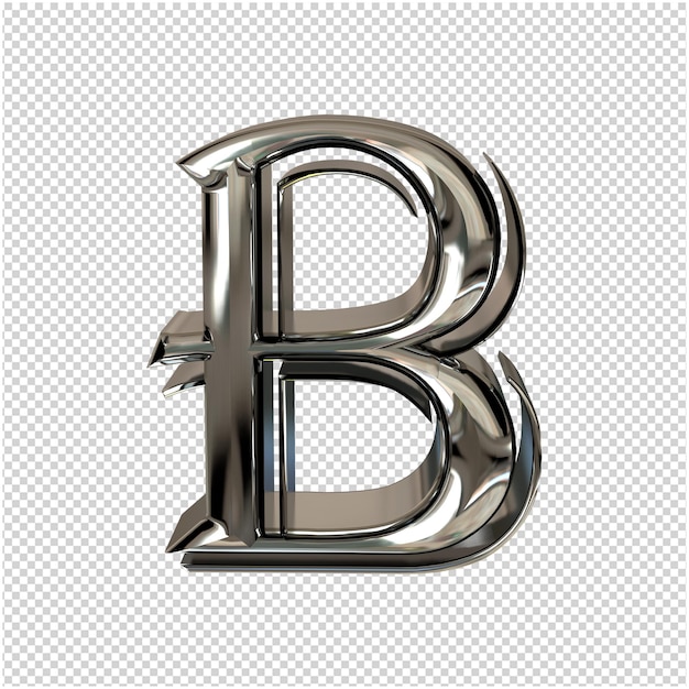 PSD silver letter 3d rendering