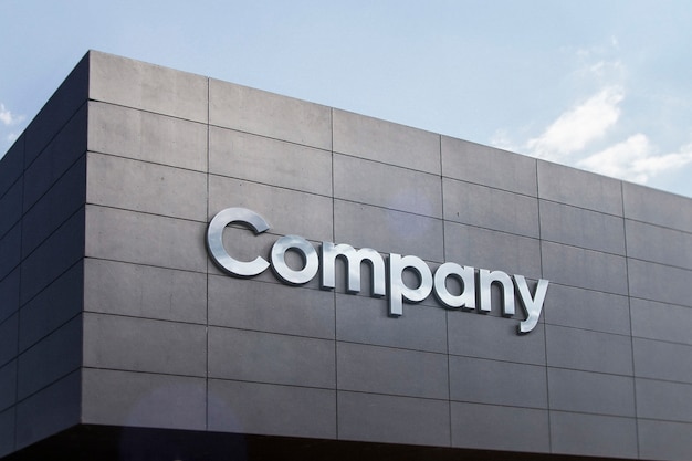 PSD silver letters on building facade