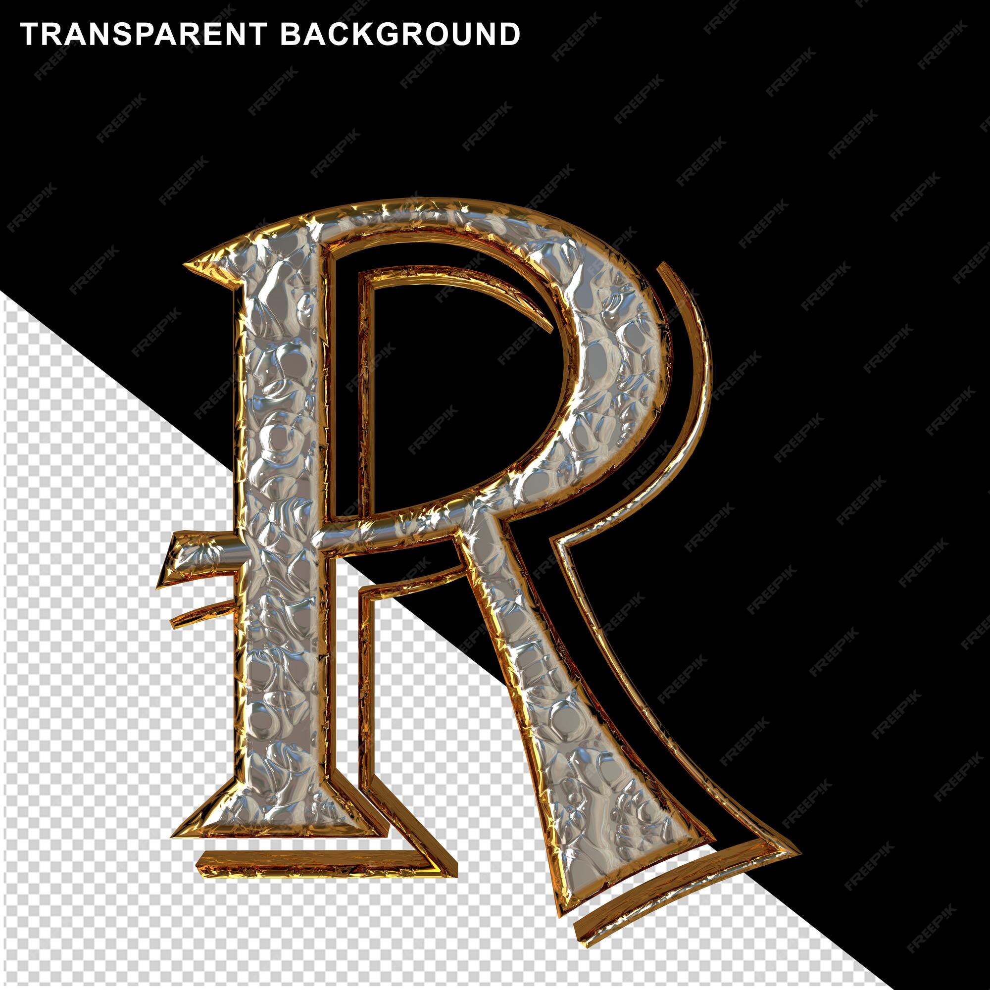 Premium PSD  Gold letters in a frame letter r