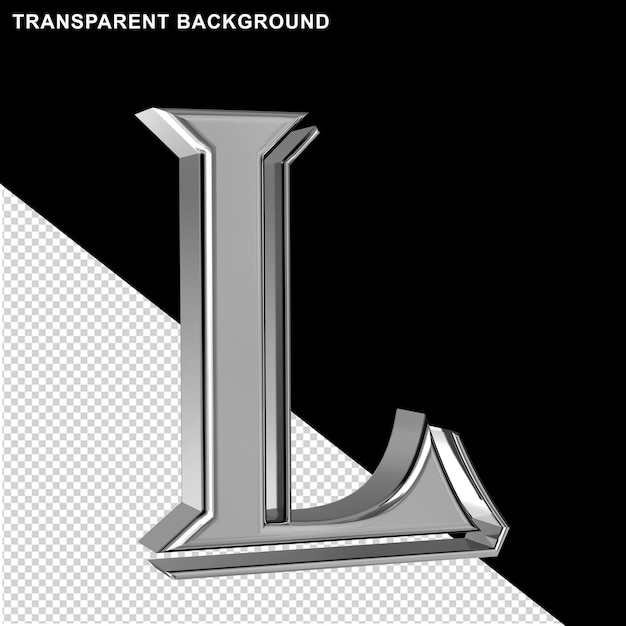 silver letters view from left letter l