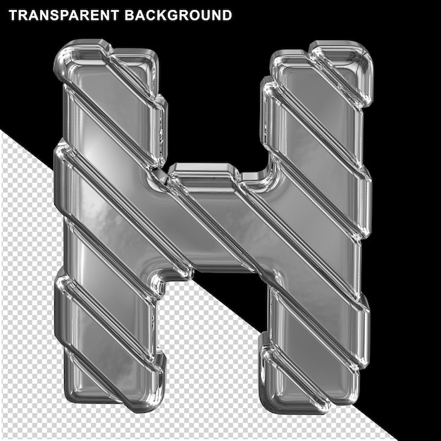 斜めのストラップが付いた銀の文字3d大文字h