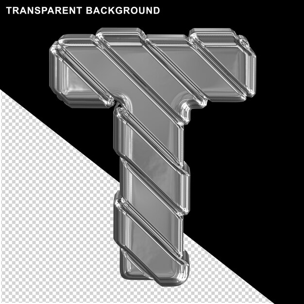 대각선 스트랩 3d 대문자 T와 은색 글자