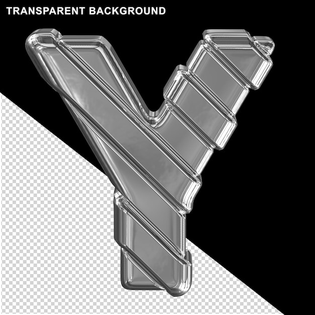 斜めのストラップが付いた銀の文字3d大文字y