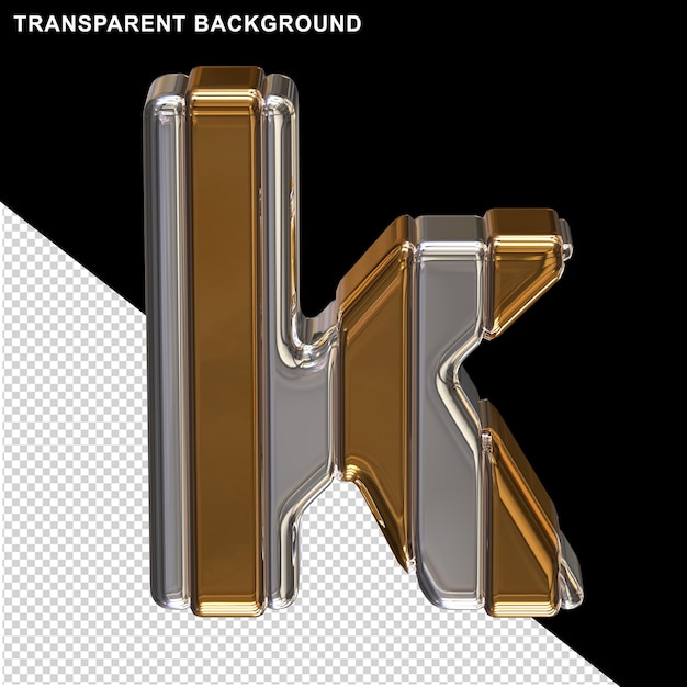 Silver letters with gold letter k