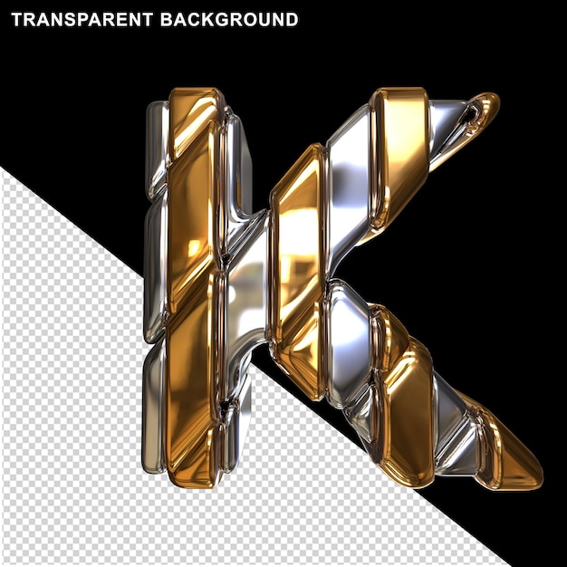 PSD silver letters with gold straps capital letter k