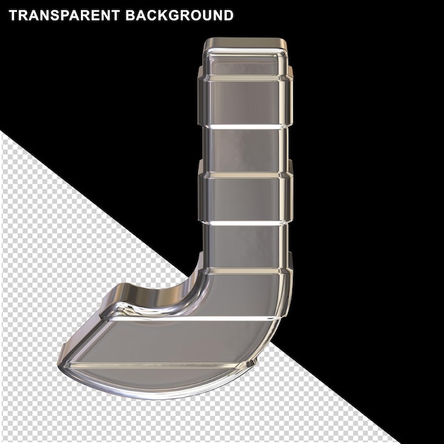 PSD Серебряные буквы с горизонтальными ремешками 3d заглавная буква j