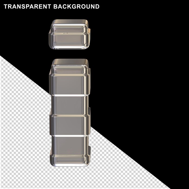 PSD 가로 끈이 있는 은색 문자 3d 문자 i