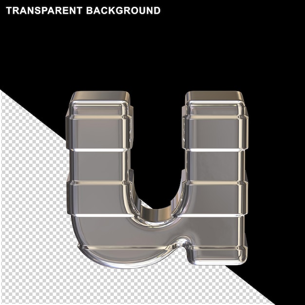 水平ストラップ付きシルバー文字3d文字u