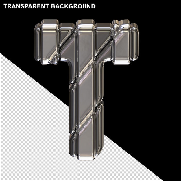 Silver letters with straps top view capital letter t