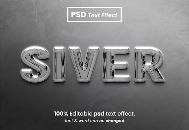 Silver liquid 3d editable psd text effect