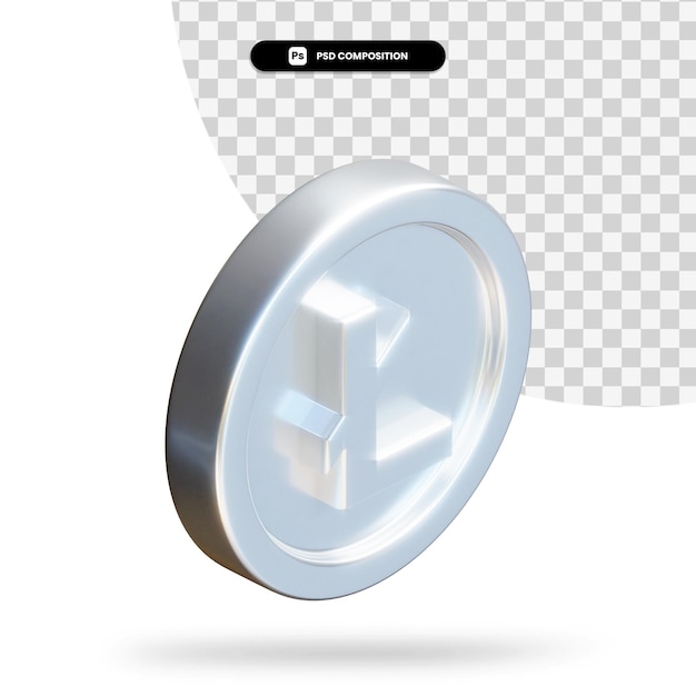 Silver litecoin 3d rendering isolated