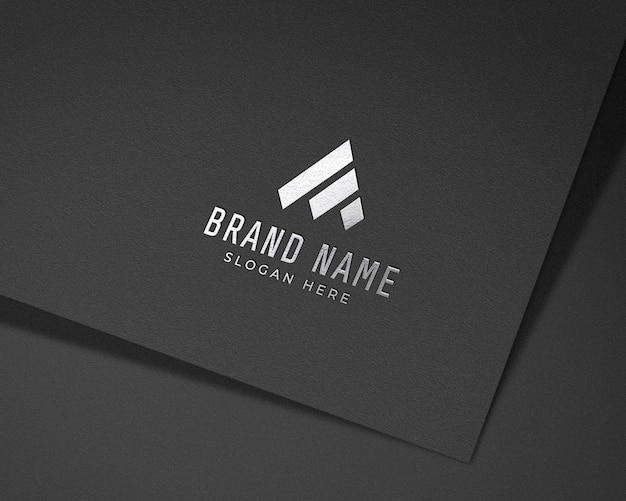 PSD silver logo mockup engraved on paper