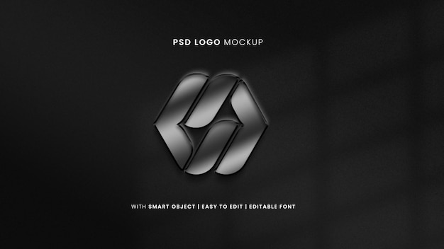 PSD silver logo mockup on overlays background