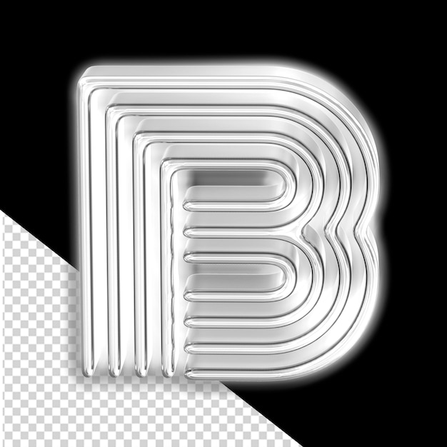 PSD silver luminous symbol letter b