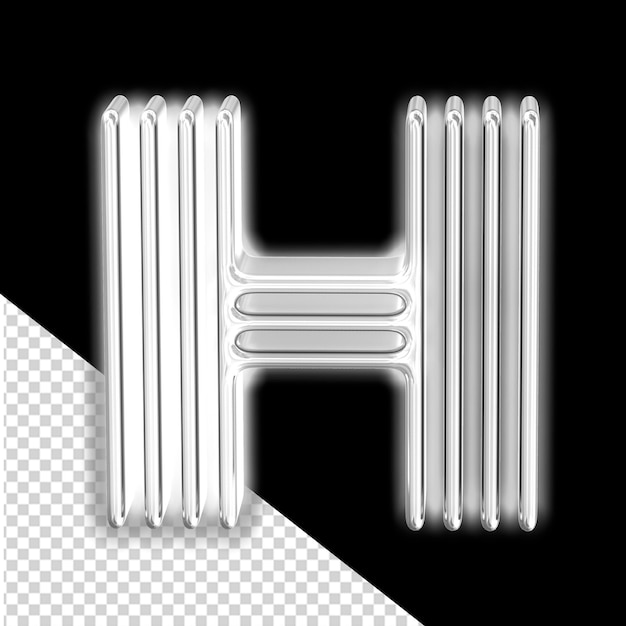 Silver luminous symbol letter h