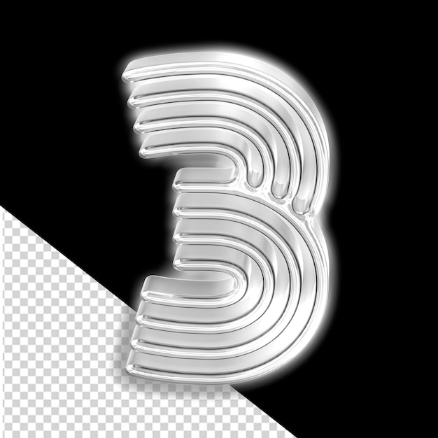 PSD silver luminous symbol number 3