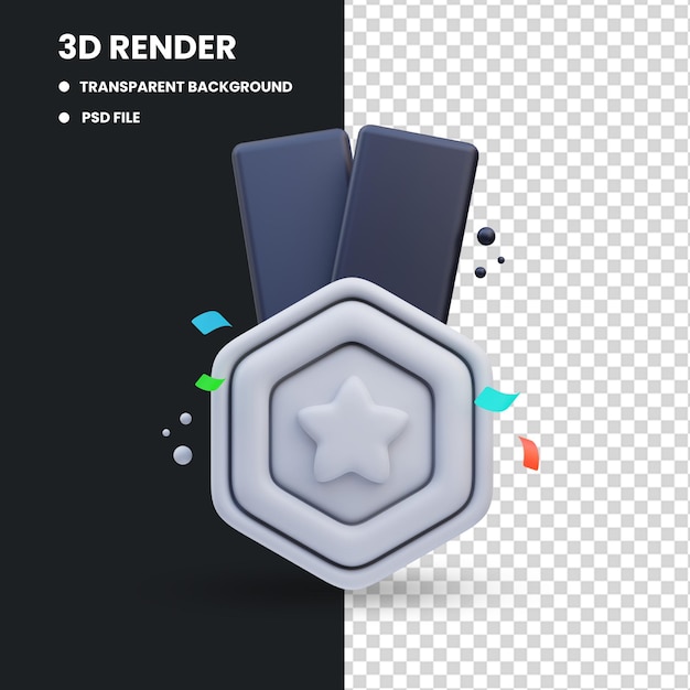 PSD medaglia d'argento coppa del campionato illustrazione 3d rendering 3d