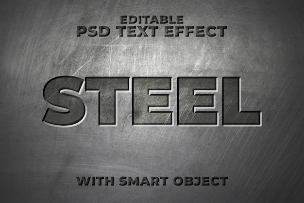 PSD a silver metal background with the word steel on it