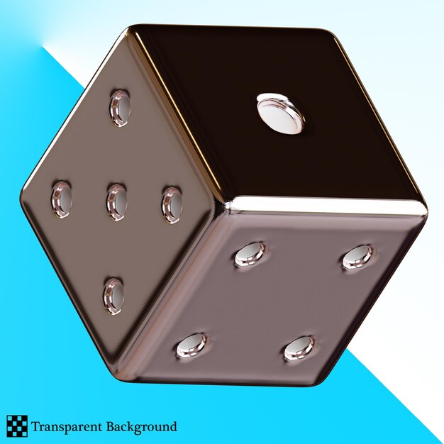 PSD silver metal dice 3d illustration