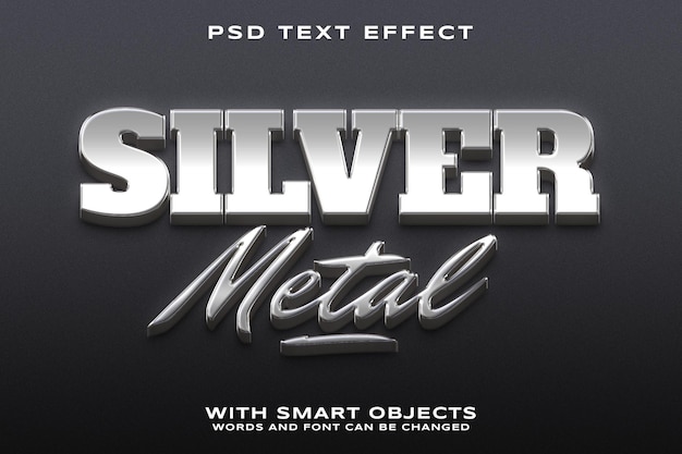 Silver metal psd editable text effect