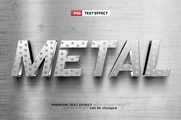 PSD mockup di logo a parete effetto testo modificabile 3d in metallo argento