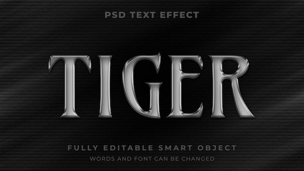 PSD silver metallic shiny graphic style editable text effect