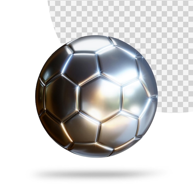 Silver metallic soccer football ball 3d rendering isolated