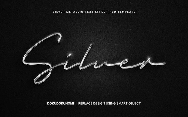 PSD silver metallic text effect