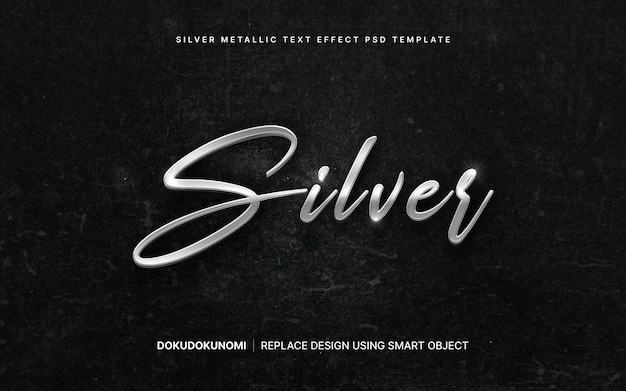 Silver metallic text effect