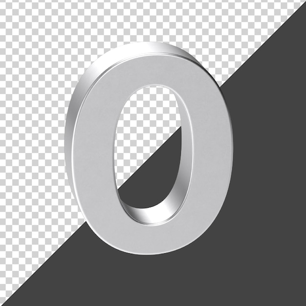 Silver number 0 3d rendering  