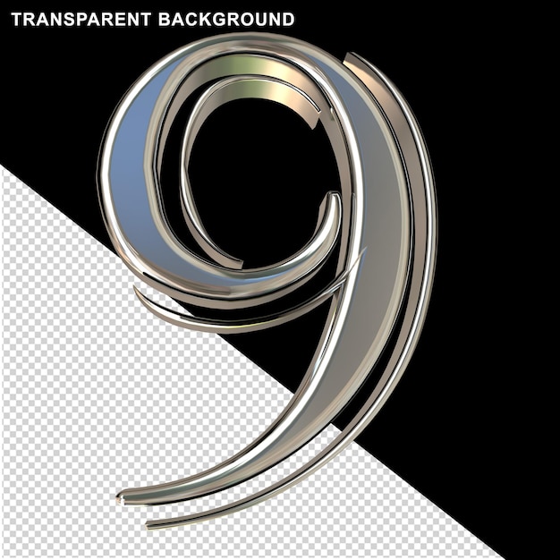 PSD silver numbers 3d number 9