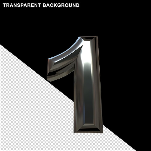 silver numbers with a bevel. 3d number 1