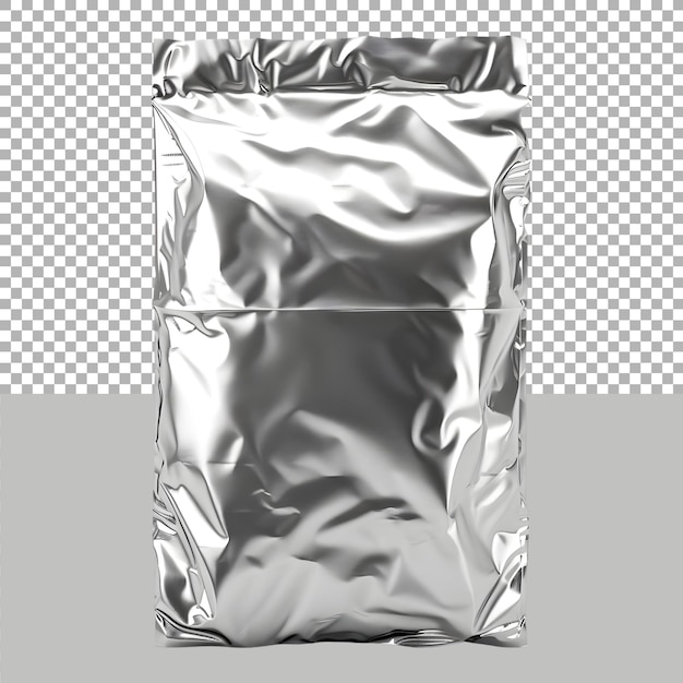 Silver plastic bag on transparent background ai generated