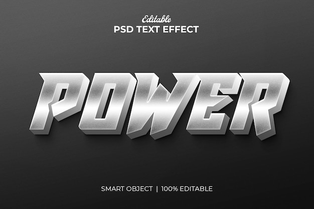 silver power editable 3d text effect mockup premium psd